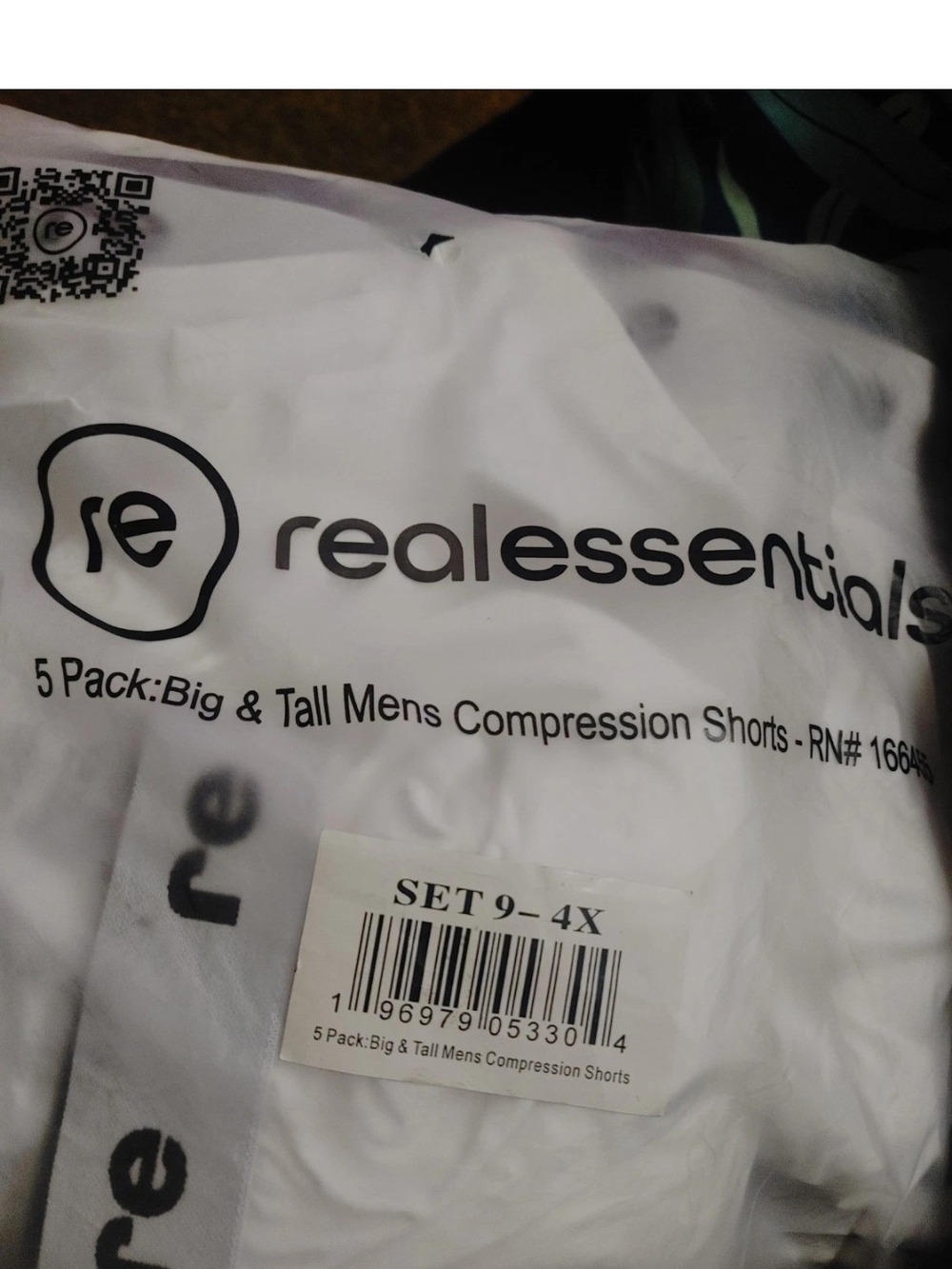 Real Essentials Big & Tall Men's Compression Shorts - White (Set of 5)